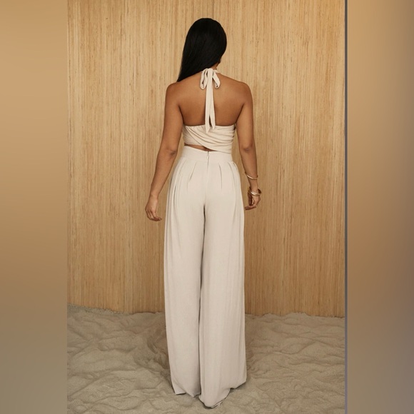 NWT jluxlabel beige After Sunset Pleated Pants - Picture 4 of 6